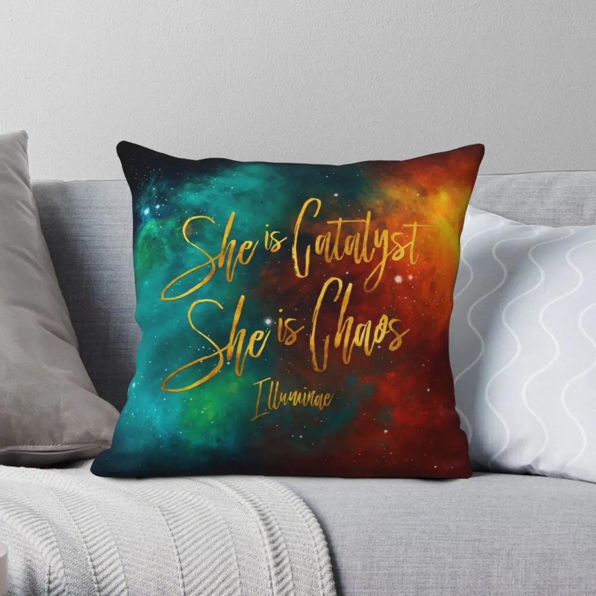 She Is Catalyst She Is Chaos Illuminae Pillowcase Polyester Linen Velvet Creative Zip Decor Home Cushion Cover 45x45