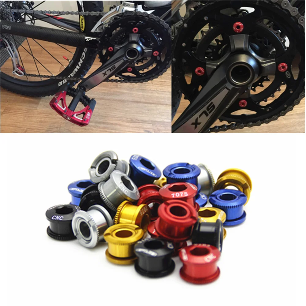 

GUB M8*6mm Aluminum Sprocket Screw MTB Road Bike Nut Spacers Suitable for single and double cranks 5pcs/set