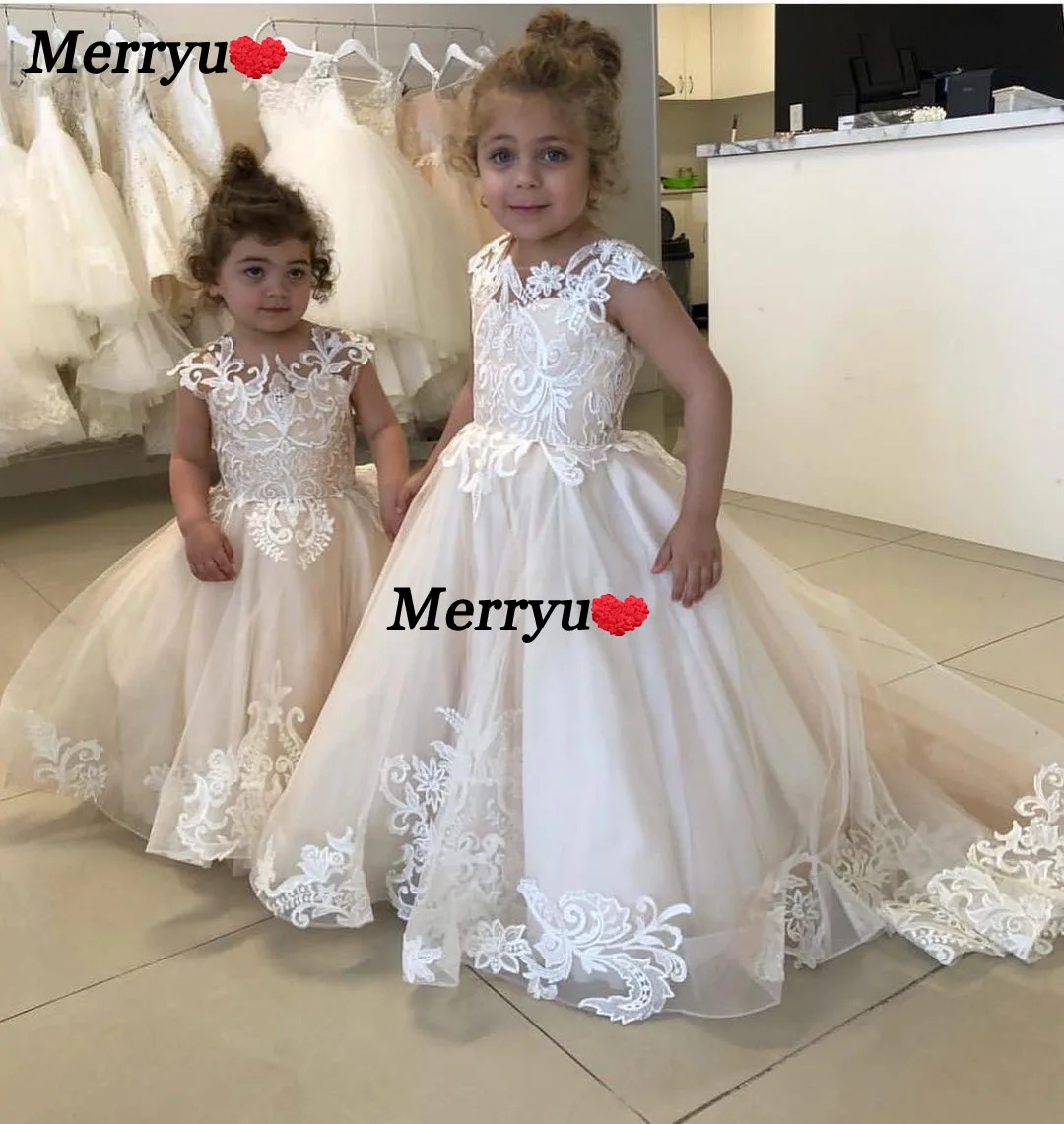 Bloem Meisje Jurken Voor Bruiloft Applicaties Baby Meisjes Party Dress Puffy Prinses Jurk Eerste Communie