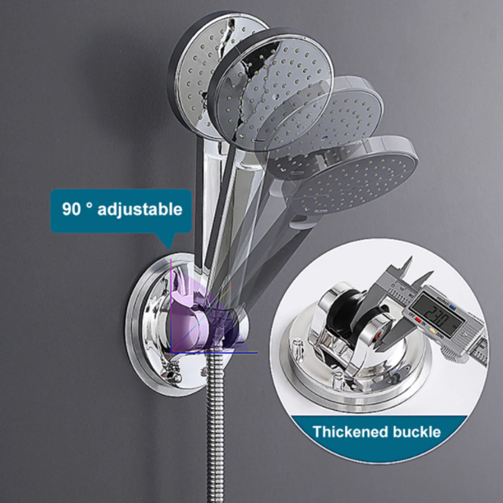 

Wall Mounted Round Shower Mounting Brackets Shower Stand 90° Multi-tap Adjustment Seamless Hook Paste Bath Shower Holder