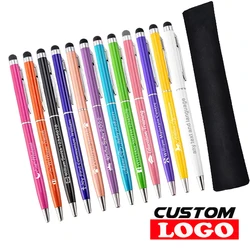 100pcs Mini Metal Universal Touch Screen Stylus Roller Ballpoint Pen 2 In 1 For iPhone iPad Samsung Smartphones Free Custom Logo