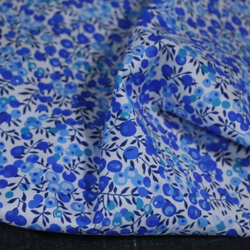 Wiltshire Sapphire Poplin Textile Material Designer For Clothing Dresses Skirt Printed Liberty Fabric 100% Cotton Tissus 80s