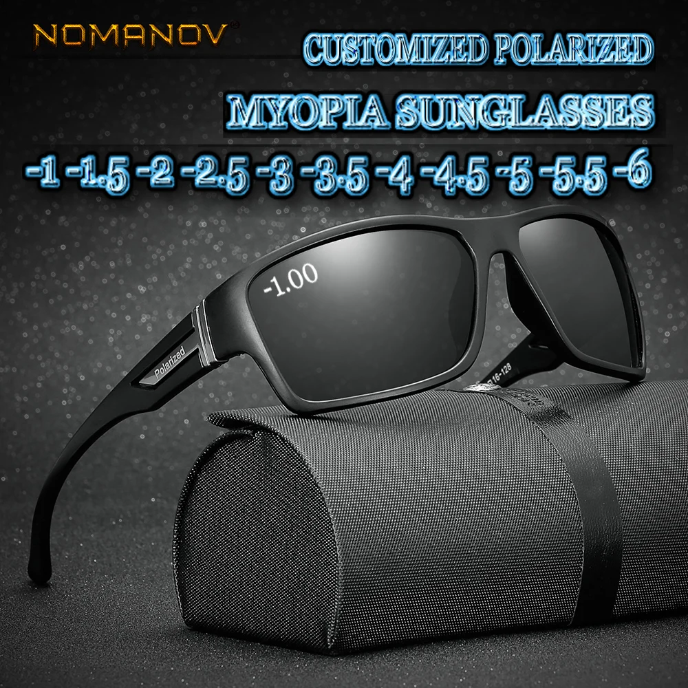 

Real Custom Made Myopia Minus Prescription Polarized Lens Fashion Box Sports Sunglasses Male Colorful Mirror -1 -1.5 To -6