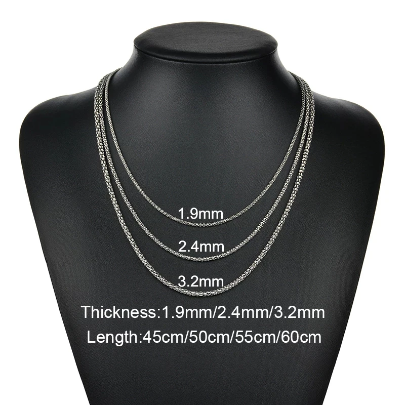 Sifisrri Stainless Steel Popcorn Chain Necklaces Punk Men Boy Basic Link Chain for Women Never Fade Accessories Jewelry Gift