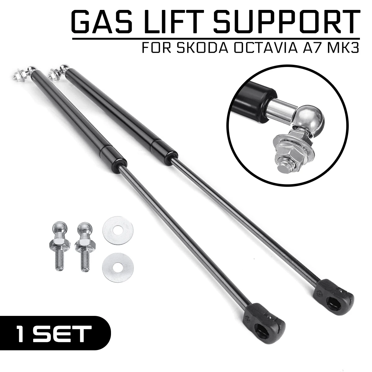 

2Pcs for Skoda Octavia A7 MK3 Car Stainless Steel Hydraulic Rod Gas Shock Hood Shock Strut Damper Lift Support Car Accessories