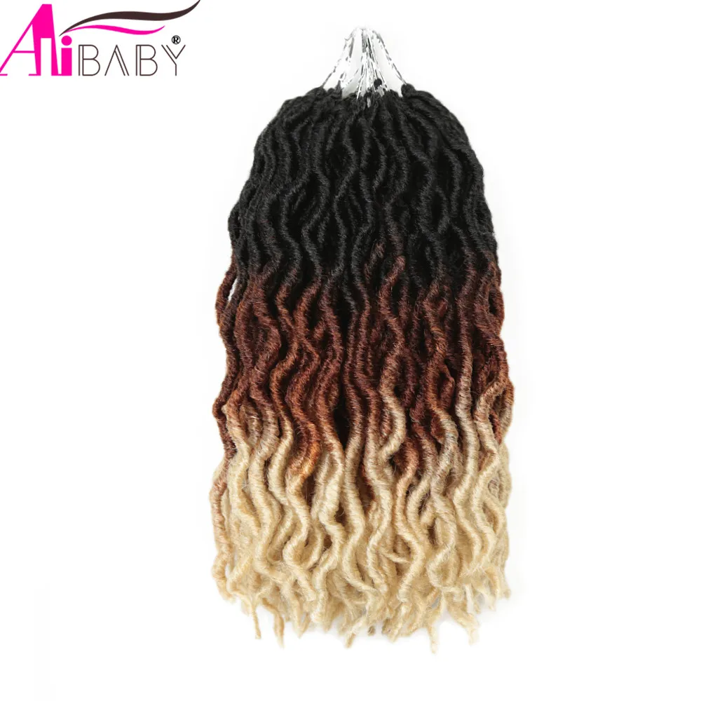 12inch Goddess Faux Locs Crochet Hair Synthetic Ombre Braiding Dreadlocks Hair Extensions 18Strands/p For Black Women Alibaby