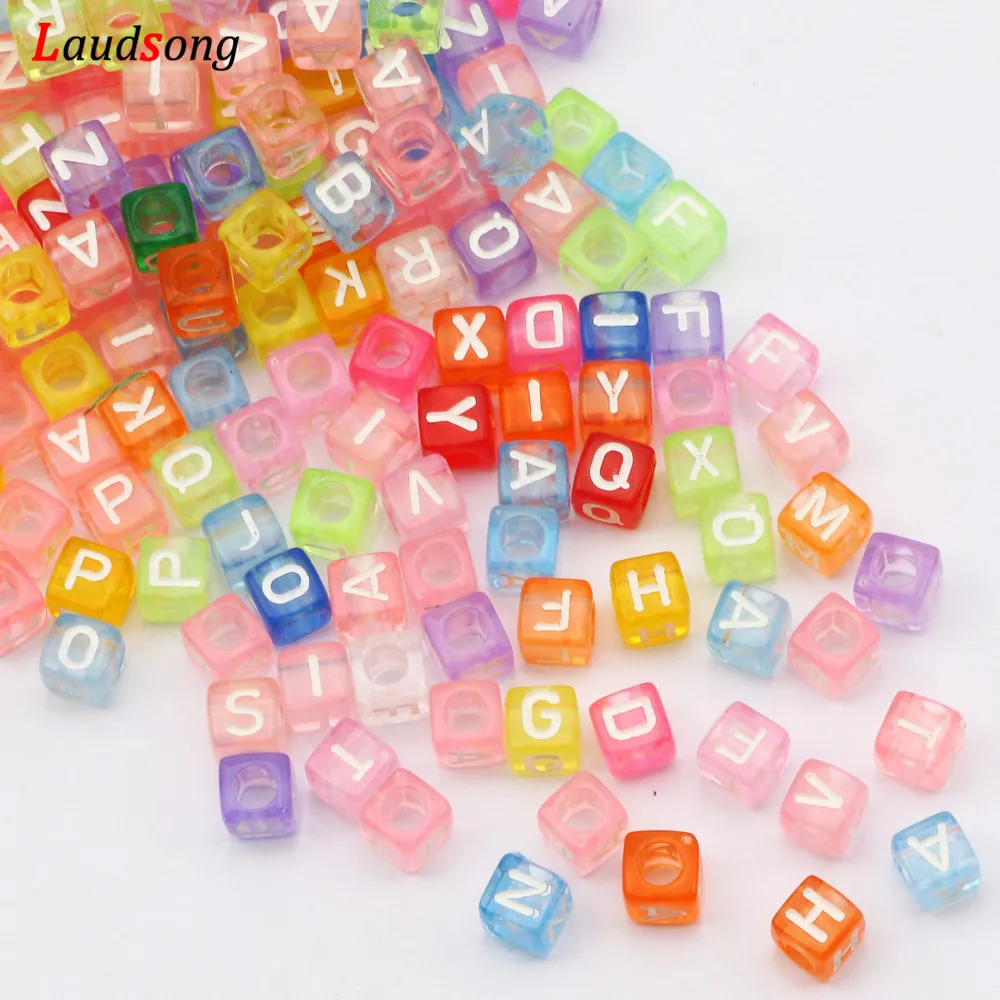 Mixed Letter Acrylic Beads Square Loose Alphabet Beads For Jewelry Making Diy Handmade Bracelet Necklace Accessories 6*6mm