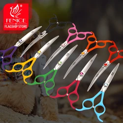 Fenice 6.5 inch Colorful Pet Grooming Curved Scissors Dog Animal Hair Cutting Shear JP440C