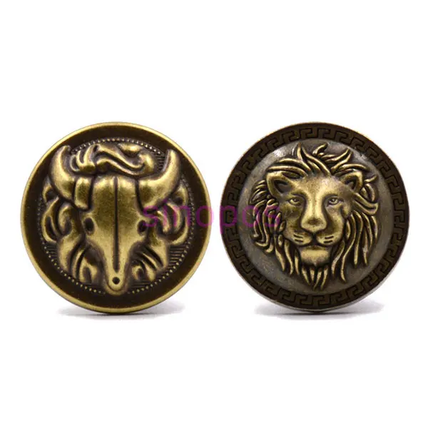 Retro-style men's suit metal button, Sheep/Lion pattern buttons decor for DIY Blazer Coat Sweaters Crafts sewing , SP01