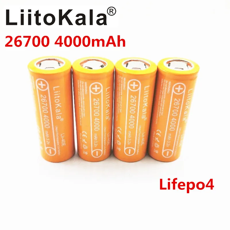 LiitoKala Lii-40E3.2V 26700 4000mAh Lifepo4  Rechargeable Battery for light solar warning light microphones Instead of 26650