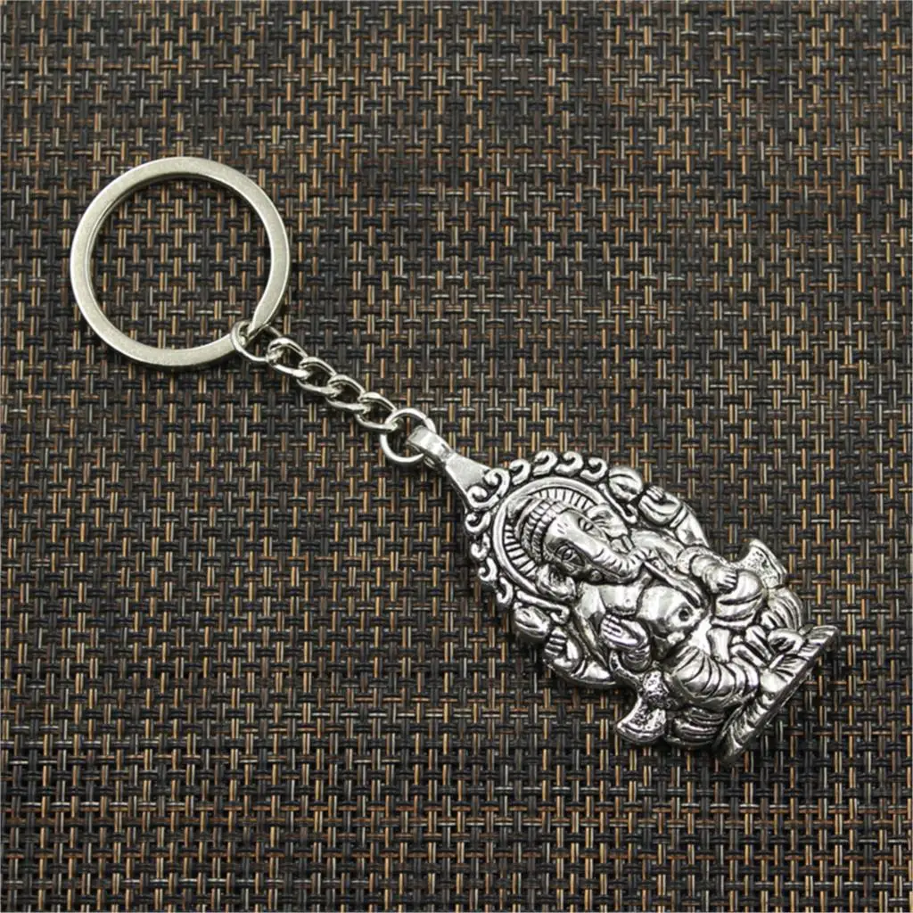 New Hot Men Key Ring Metal Key Chain Keychain Gift Jewelry Bronze Silver Color Ganesha Buddha Elephant Pendant Great Promotion