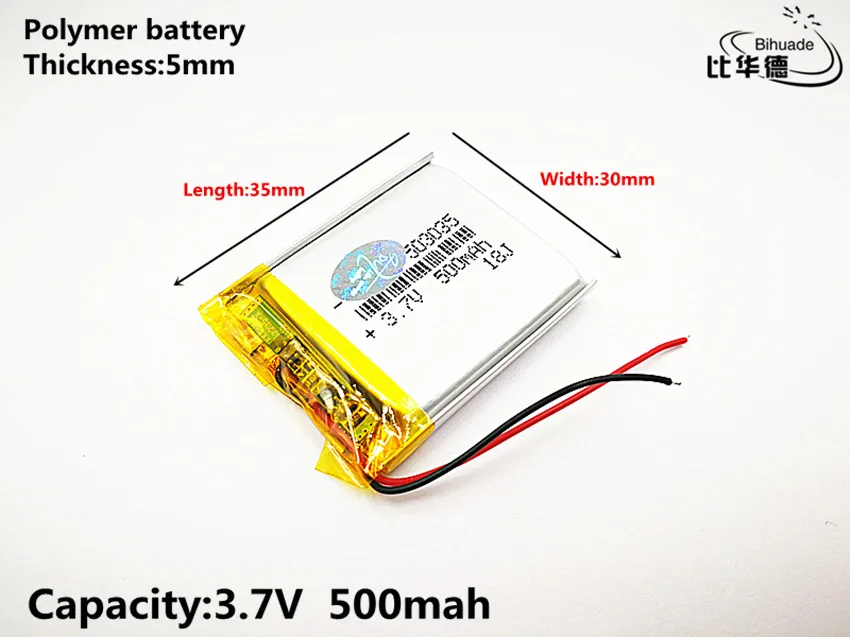 Gute Qulity Polymer batterie 500 mah 3,7 V 503035 smart home MP3 lautsprecher Li-Ion batterie für dvr, GPS, mp3, mp4, handy, lautsprecher