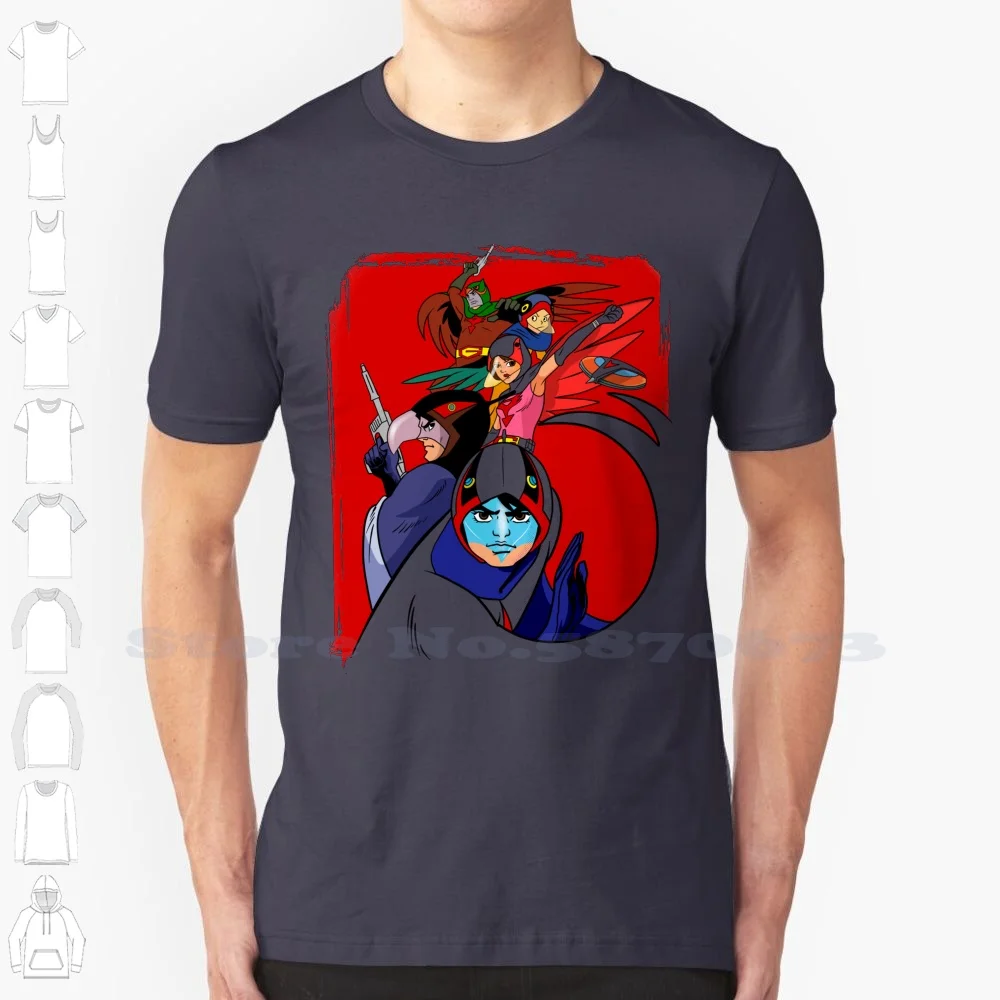 Battle Of The Planets 100% Pure Cotton T-Shirt Battle Of The Planets Gatchaman G Force Anime Cartoon Retro Manga 80S Phoenix