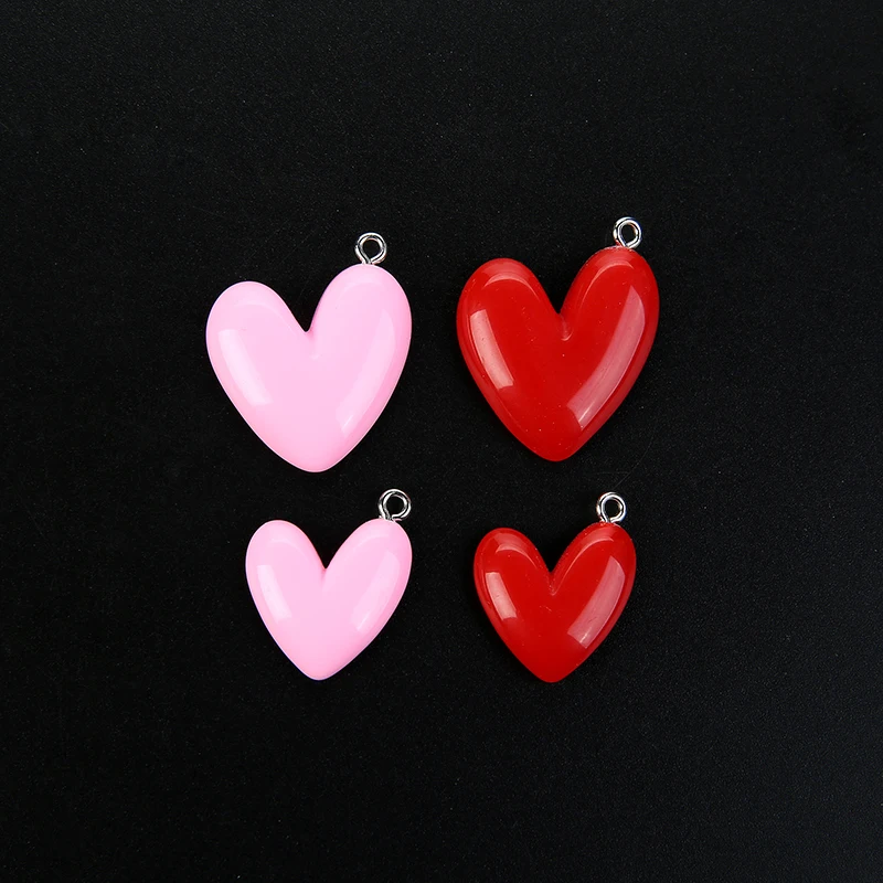 10Pcs Cute Flatback Resin Glitter Heart Pendant For DIY Jewelry Fashion Earrings Findings Necklace Charm Accessories