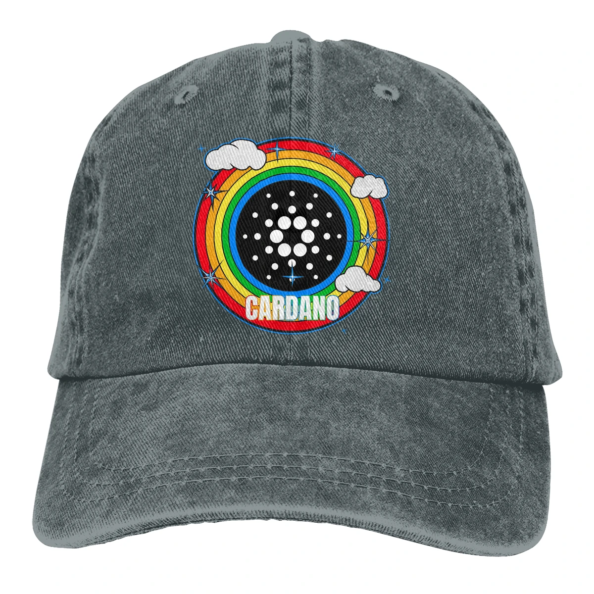 Adjustable Solid Color Baseball Cap Rainbow Washed Cotton Cardano Coin ADA Cryptocurrency Sports Woman Hat