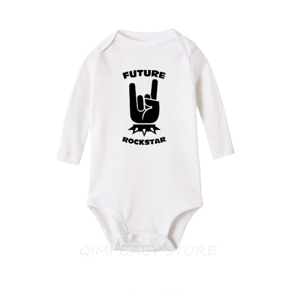 New Rock White Cotton Long Sleeve Baby Bodysuit Autumn Winter Baby Boys Girls Clothes Funny Baby Clothing