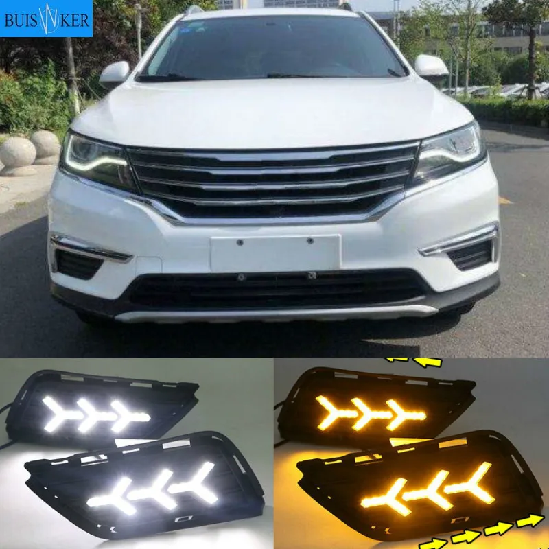 

or Roewe RX5 2016-2019 Daytime running lights LED DRL Fog lamp driving lights with Yellow Turn Signal Function