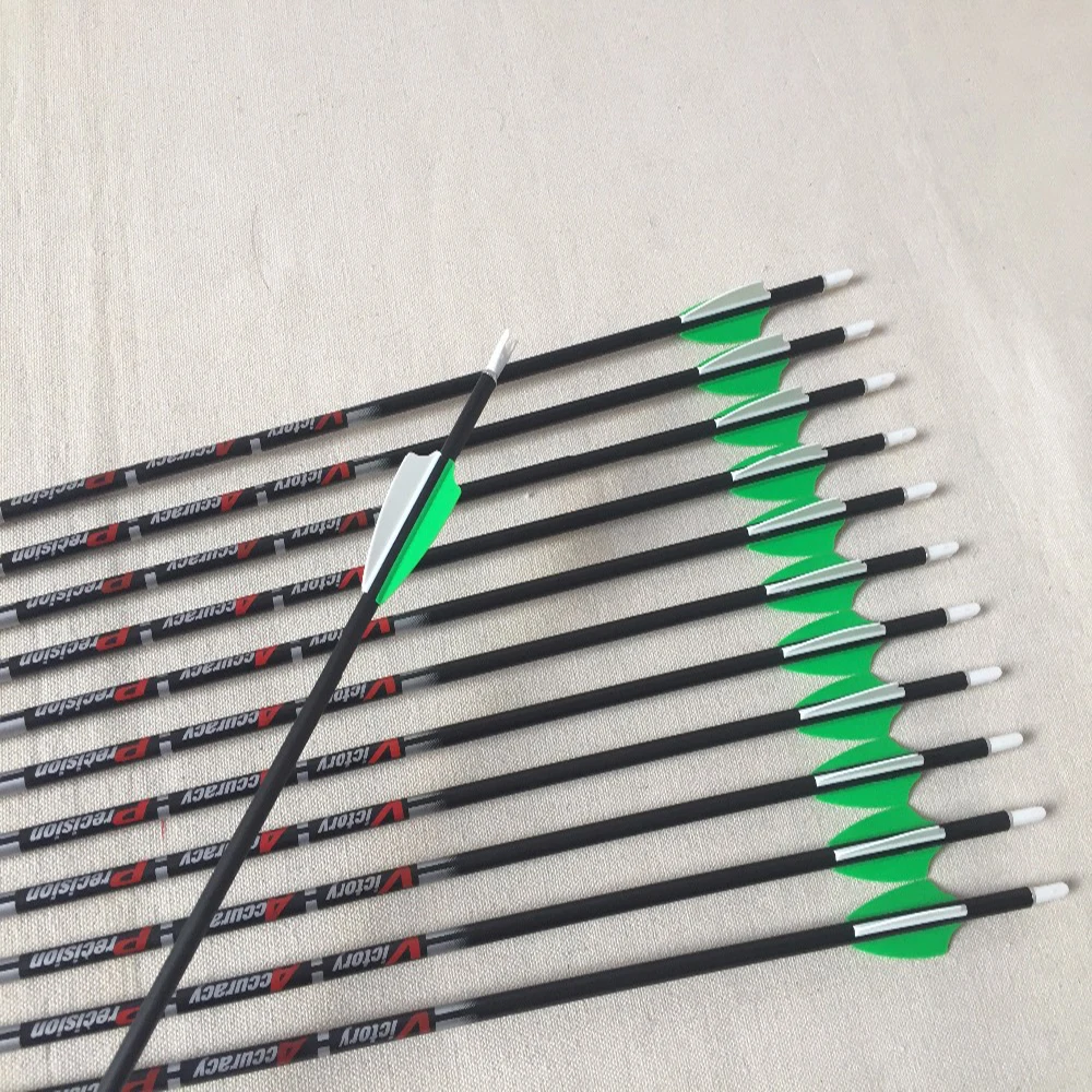 

12pcs 30" Archery Carbon arrows spine350 400 500 600 700 800 900 ID4.2mm 1.75" arrow vane pin Nock for Recurve bow