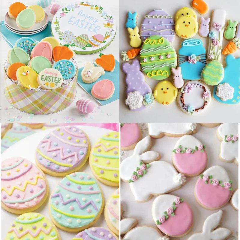 4/5Pcs Easter Cookie Cutter Mold Easter Eggs Rabbit Chick Biscuit Fondant Mould For Home Easter Party Cake Decor DIY Baking Tool