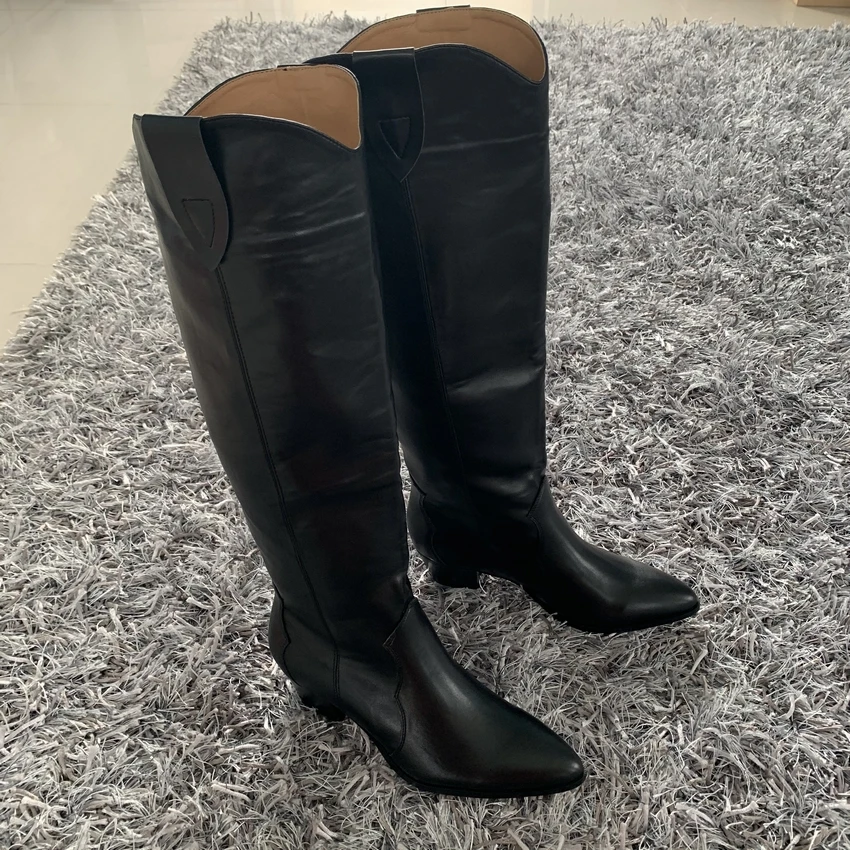 Plus size 35-42 New brand women long boots chunky heels autumn winter boots cowboy western knee high boots women shoes