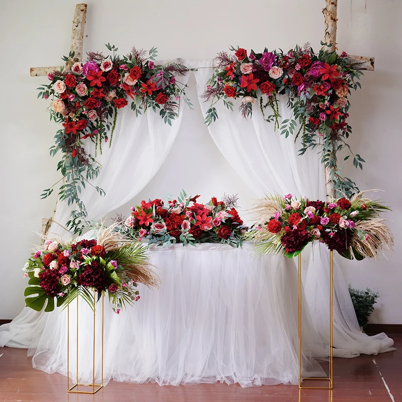 

JAROWN Triangular Flower Row Flower Wall Hotel Wedding Stage Background Decorative Flores Wedding Fake Flower Floral Arch Window
