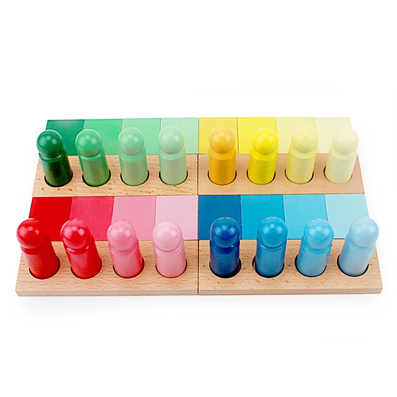 Montessori Materials Color Matching with Wood Board Resemblance Sorting Sensory Toys for Children Preschool Student Teaching Aid