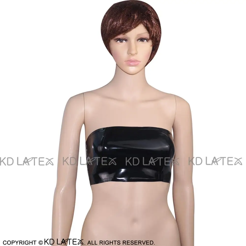 Black Sexy Latex Tube Tops Bra Lingerie Brassiere 0008