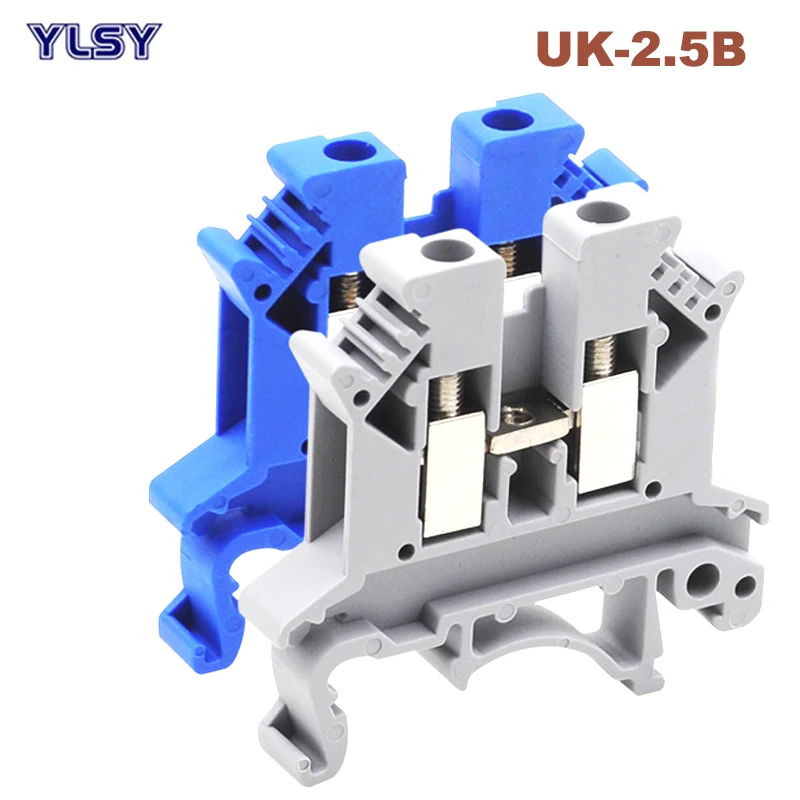 

50Pcs Din Rail Terminal Blocks Screw Type UK-2.5B Electric Wire Cable Terminals Block Connector Morsettiera Brass Bornier 32A