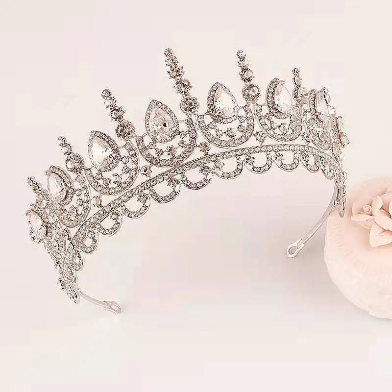 Luxury Zircon Vintage Baroque สาว Headdress Rhinestone อุปกรณ์เสริมผมเครื่องประดับเจ้าสาว Crown Headpiece