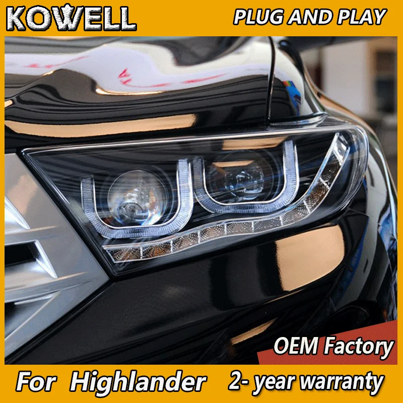 

Светодиодный фонарь для Toyota Highlander 2012 2013 2014, фары Kluger, DRL, указатель поворота, ближний свет, линза проектора