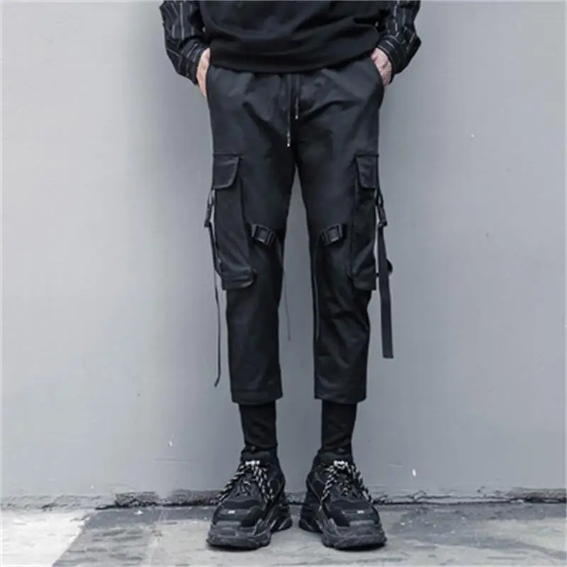 

Dark Tide multi-pocket ribbon tactical function wind slim bound leg cargo pants stitching rib Harlon Pants