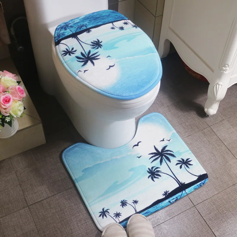 

Cute Cartoon Printed Toilet Pads Carpet Set Fashion All Seasons Universal Bathroom Non-slip Water Absorption Foot Mat Home Rugs