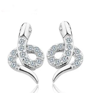 Boucles d'oreilles serpent en cristal argent Sterling 925, bijoux tendance pour femmes et filles, cadeau à la mode