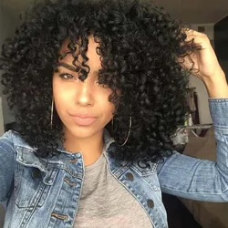 MUMUPI Short Afro Kinky Curly Wigs for Women Synthetic Wigs Heat Resistant Hair Fluffy African American Natural Black Hair