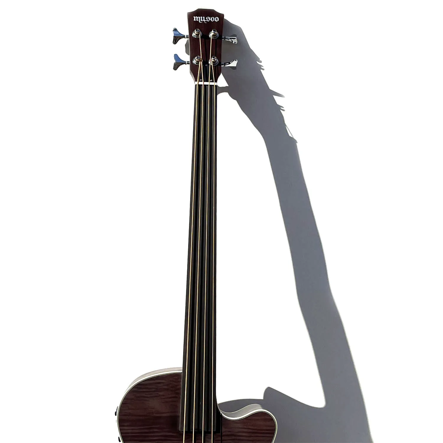 Custom Acoustic Electric Bass Cutaway Style with F Holes with Fretless with EQ IN Vintage Color