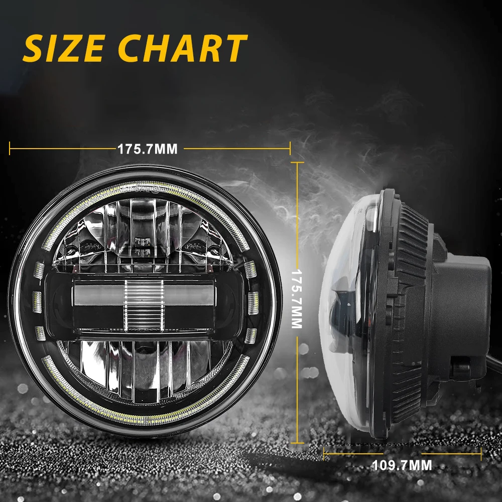 Moto Set For Harley Davidson Classic Street Glide Fat Boy Road King Heritage Softail 7inch Led Headlight + 4.5 Inch Led Foglight - Image 4