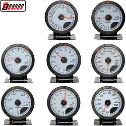 60mm Auto Car Meter Boost Water Temp Oil Temperature Pressure Tachometer Volt Air Fuel Exhaust GAS RPM White Face Gauge
