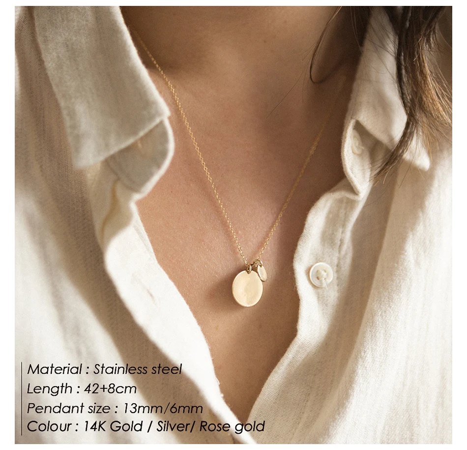 F.I.N.S Initial Stainless Steel Choker Necklace Women Round Pendants Necklace for Women Korean Fashion Jewelry view 2