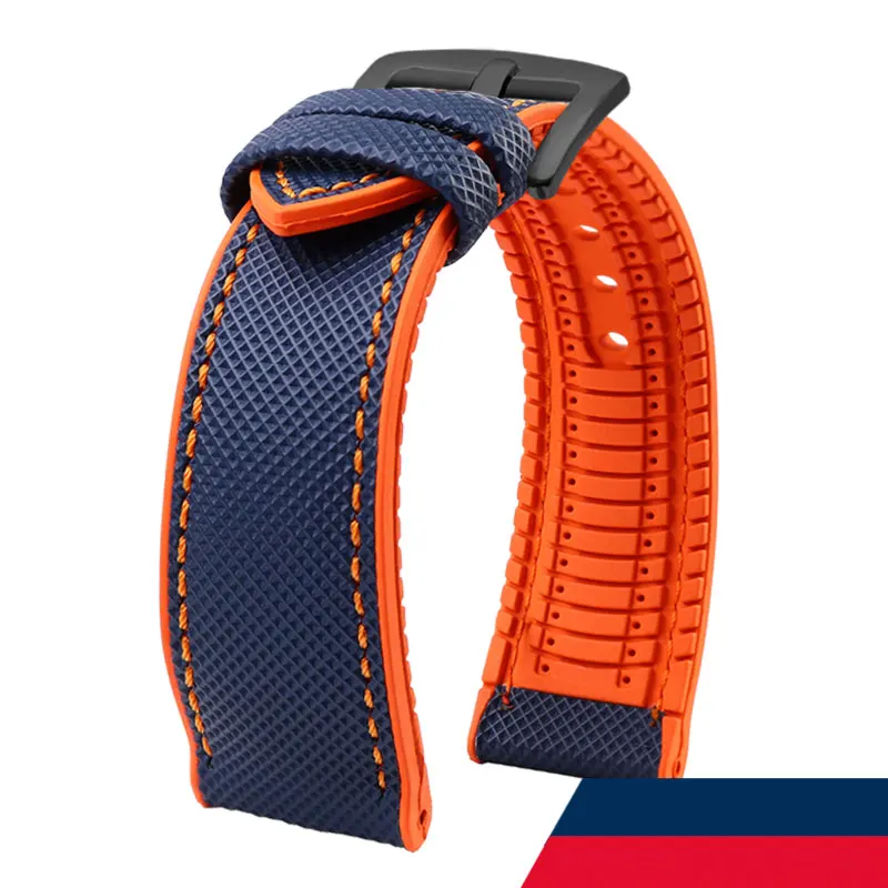 Carbon fiber rubber watchband 19 20mm 21mm 22mm 23 24mm for Longines Seiko omega Hamilton silicone strap wristband accessories image 3