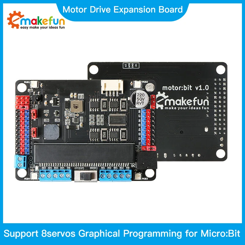 Emakefun for Motor:Bit Multifunctional Motor Drive Expansion Board DC Support 8 servos,Makecode,Scratch3.0,Mixly,Python