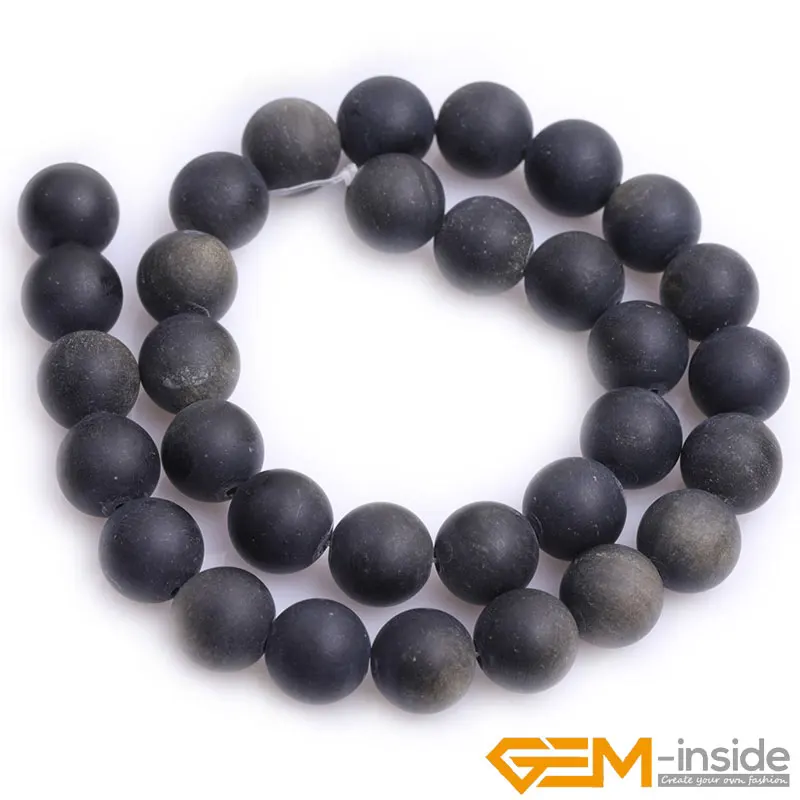 Natural Stone Golden Obsidian Frosted Matte Unpolished Round Loose Spacer Accessorries Beads For Jewelry Making Strand 15 inch