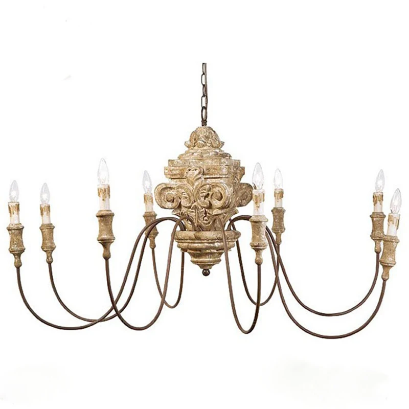 Big foyer chandeliers carved wooden lighting lustre classic mid century hanging lamp large living room chandelier light fixtures