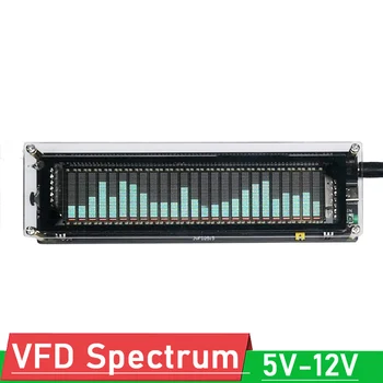 VFD music spectrum clock display volume control level indicator rhythm analyzer VU meter for TYPE-C 5V 12V car power amplifier