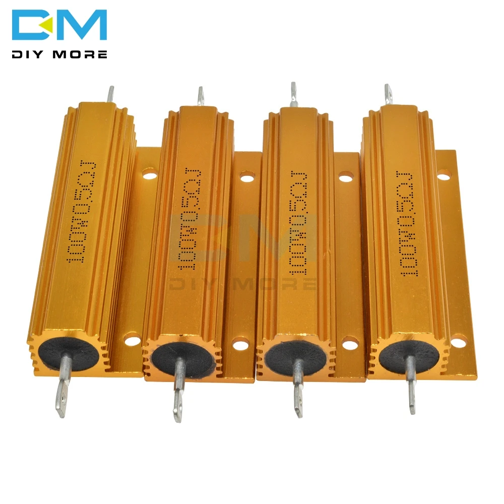 5PCS 0.5R 1R 2R 4R 6R 8R 10R 20R 100W 5% +5% -5% Aluminum Shell Housed Case Power Wirewound Resistor 0.5/1/2/4/6/8/10/20/50 Ohm