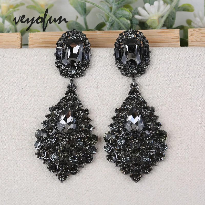 Veyofun Luxury Rhinestone Drop Earrings Classic Hyperbole Party Wedding Dangle Earrings for Women Fashion Jewelry New Gift