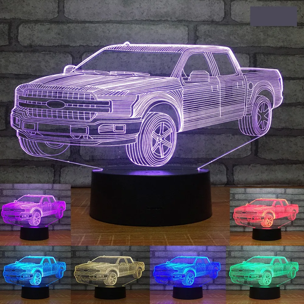 3D Car Led Night Light for Kids Bedroom Decoration 7 Colors Changing Acrylic Night Lamp Birthday Gift for Boys Child Nightlight