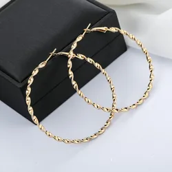 50mm 60mm 70mm Simple Spiral Big Hoop Earring For Women Statement Fashion Large Circle Round Earrings Party Jewelry Girl Gift