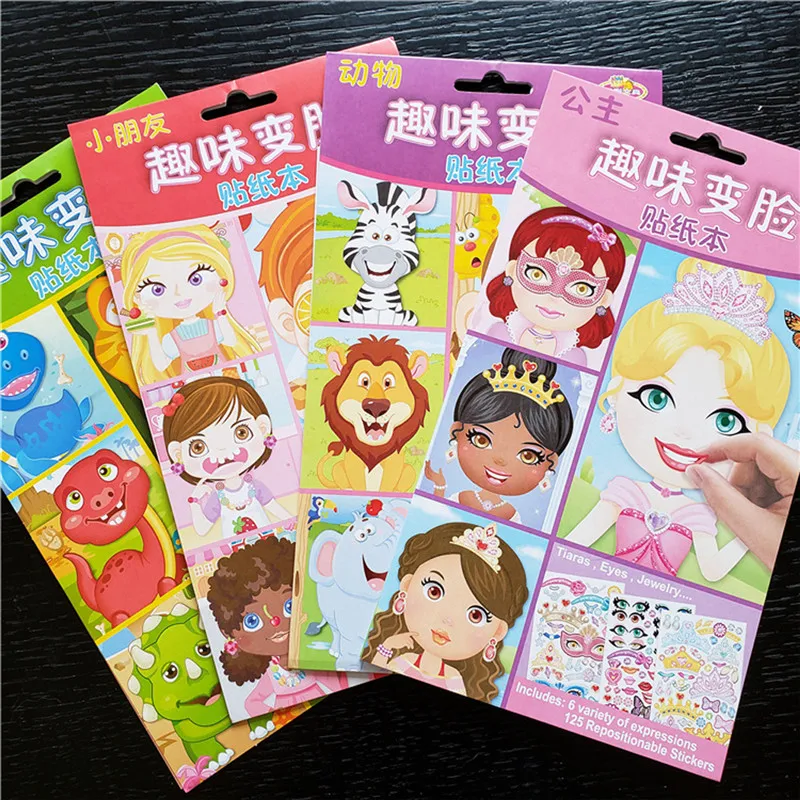 Children Kids New DIY Stickers Toys Cute Cartoon Princess Animals Dinosaur Unicorn Puzzle Sticker Games for Early Education Gift