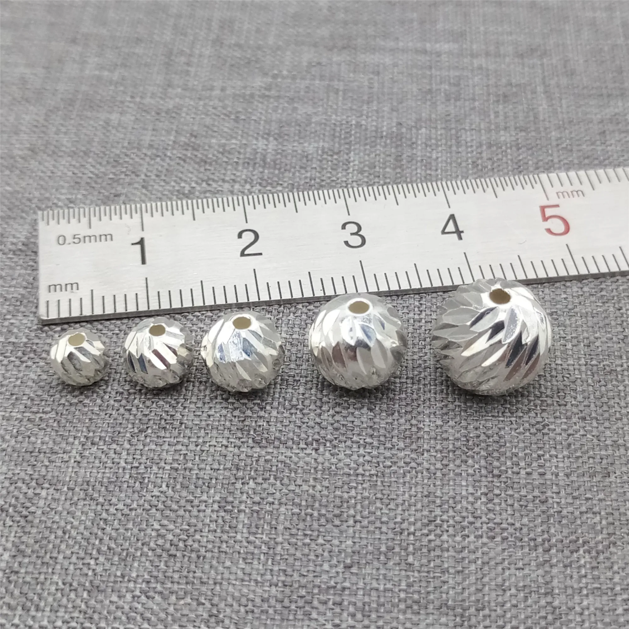 925 Sterling Silver Sparkle Diamond Cut Corrugated Style Beads for Bracelet 5mm 6mm 7mm 8mm 10mm