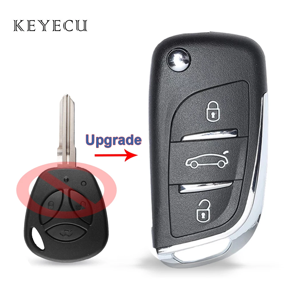 

Keyecu Upgrade DIY Flip Remote Control Car Key 3 Buttons 433MHZ FSK ID46 Chip for Lada Priora Kalina